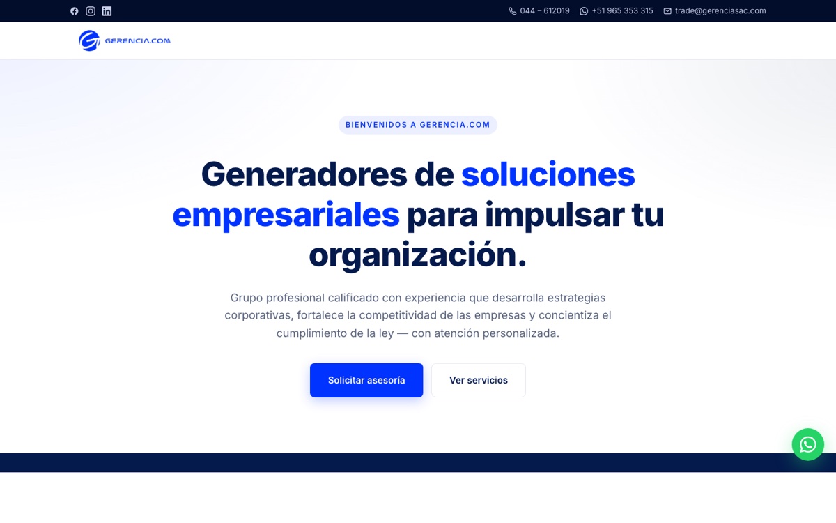 Gerencia.com homepage screenshot