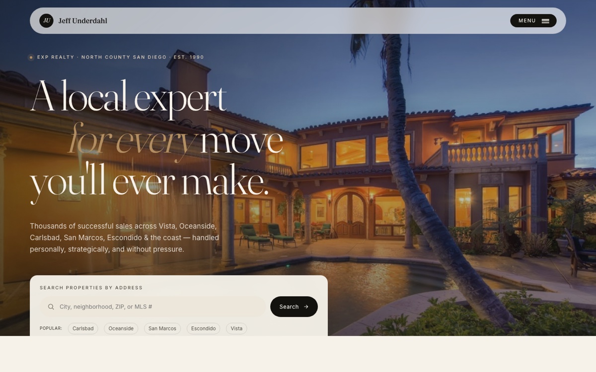Jeff Underdahl Realty homepage screenshot